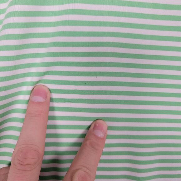 PETER MILLAR Summer Comfort Green Striped Short Sleeve Polo Shirt SIZE LARGE - Picture 5 of 14